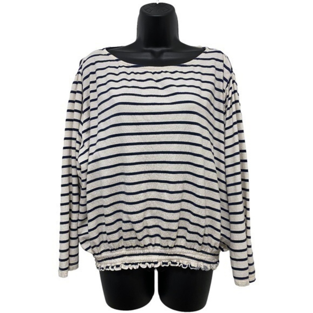 Old Navy Blue & White Striped Long Sleeve Top Size Medium